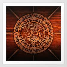 Aztec Logo On Wood Art Print By