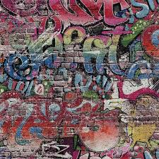 P S Graffiti Motif Brick Wall Pattern