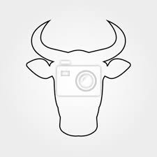 Bull Line Icon Cow Or Bull Head With
