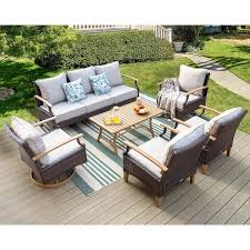 Phi Villa Metal 7 Seat 6 Piece Rattan