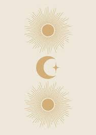 Mystical Drawing Of Moon And Sun
