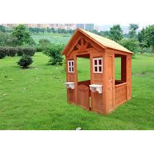 Tidoin All Wooden Kids Playhouse With 2