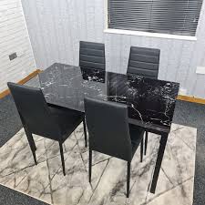 Black Glass Up To 4 Seats Table Chair