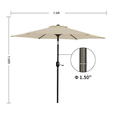7 5 Ft Crank Lift Hexagon Outdoor Patio Market Umbrella With Steel Rid In Beige Base Not Included