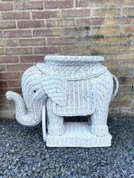 Wicker Elephant Garden Stool For