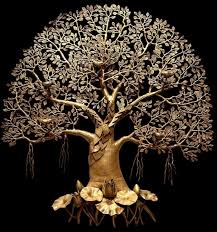 Brass Tree Of Life With Roots Hanging