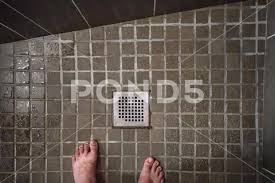 Hotel Room Shower Drain Grid Wet Tiles