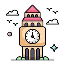 London Clock Tower Vector Art Icons