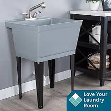 Grey Utility Sink Laundry Tub With Pull