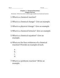Chemical Reactions Chapter Review