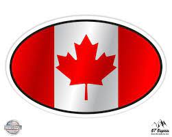 Canada Flag Oval 12 Vinyl Sticker