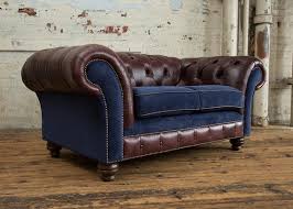 Brown Leather Chesterfield Sofa Navy