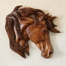Suar Wood Horse Head Relief Panel