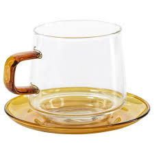 Faye Modern Classic Amber Glass Tea Cup