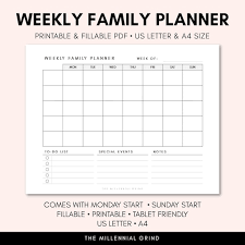 Weekly Family Planner Printable Instant