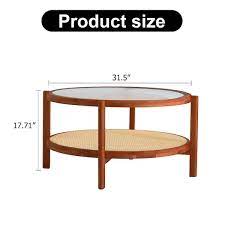 Walnut Modern Minimalist Circular Double Layer Wood Coffee Table