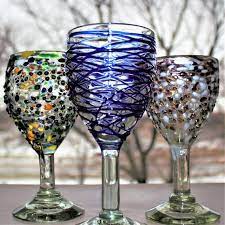 Fused Glass Handmade Wine Goblets
