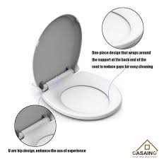 Casainc Elongated Oval Closed Front Dual Bowl Toilet Seat In White