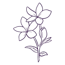 Simple Line Art Delicate Leaf Flower