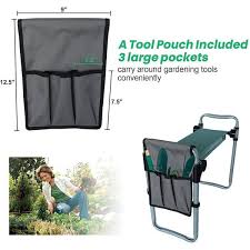 Garden Kneeler And Seat Stool Foldable Garden Bench With Tool Pocket