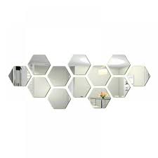 12 Pcs Hexagon Mirror Wall Stickers