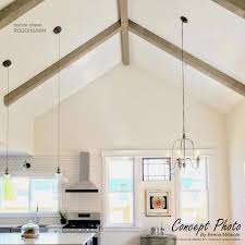 white washed faux wood ceiling beam