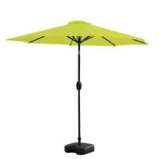 9 Ft Outdoor Patio Market Table Umbrella With Square Plastic Fillable Base Lime Green