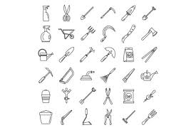Farm Gardening Tools Icon Set Graphic