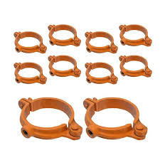 The Plumber S Choice 1 2 In Hinged Split Ring Pipe Hanger Copper Coated Clamp With 3 8 In Rod Fitting For Hanging Tubing 10 Pack