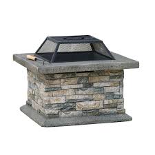 Noble House Crestline 29 00 In X 17 10 In Square Natural Stone Fire Pit