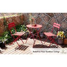 3 Piece 23 6 In Metal Outdoor Bistro Set Red