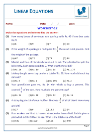 Solve Linear Equations Word Problems