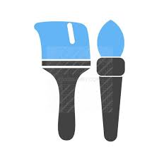 Paint Brushes Blue Black Icon Iconbunny