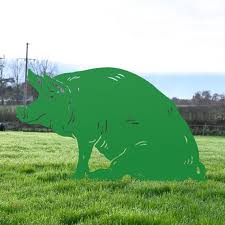 Green Large Sitting Pig Silhouette