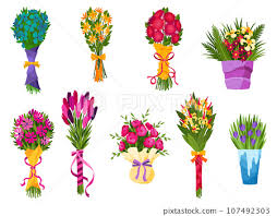 Flower Bouquet Icon Set Cartoon