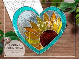 Pattern Sunflower Heart Stained Glass
