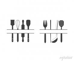 Kitchen Monogram Spoon Icon Vector
