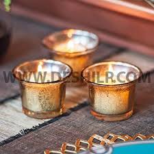 Golden Glass Tealight Candle Holder