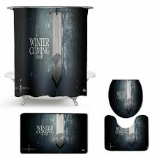 Bath Mat Shower Curtain Toilet Lid