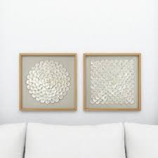 Cream Handmade Overlapping Ss Geometric Shadow Box With Canvas Bac
