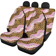 Pink Cheetah Print Car Seat Covers Two