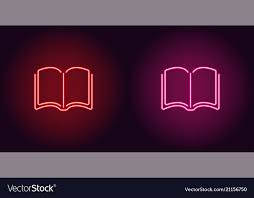 Neon Icon Of Red And Pink Book Royalty