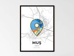 MuŞ Turkey Minimal Art Map With A