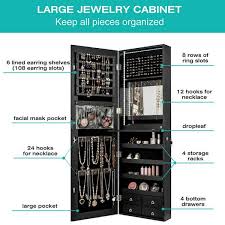 Gymax Black Mirror Jewelry Cabinet 96