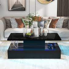 Table Black Rectangle Wood Coffee Table