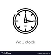 Outline Wall Clock Icon Isolated Black