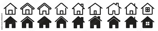 Home Icon Thin Outline Vector Set In