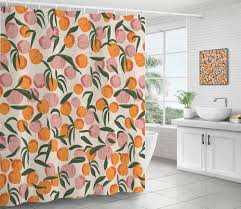Peach Pattern Shower Curtain Waterproof