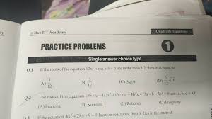 Rao Iit Academy Quadratic Equations