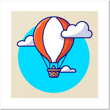 Hot Air Balloon Cartoon Vector Icon